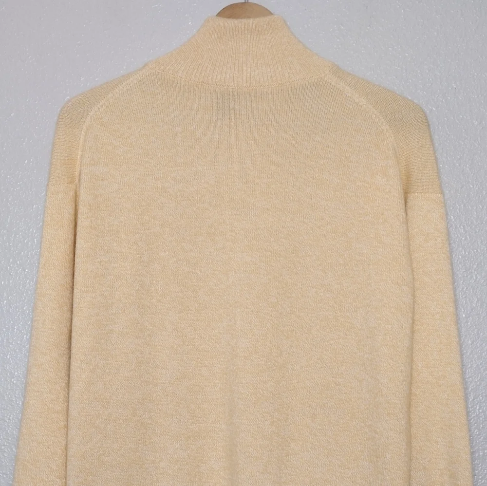 Saks Fifth Avenue Cashmere Cotton Pullover Quarter Zip Long Sleeve Sweater Sz L